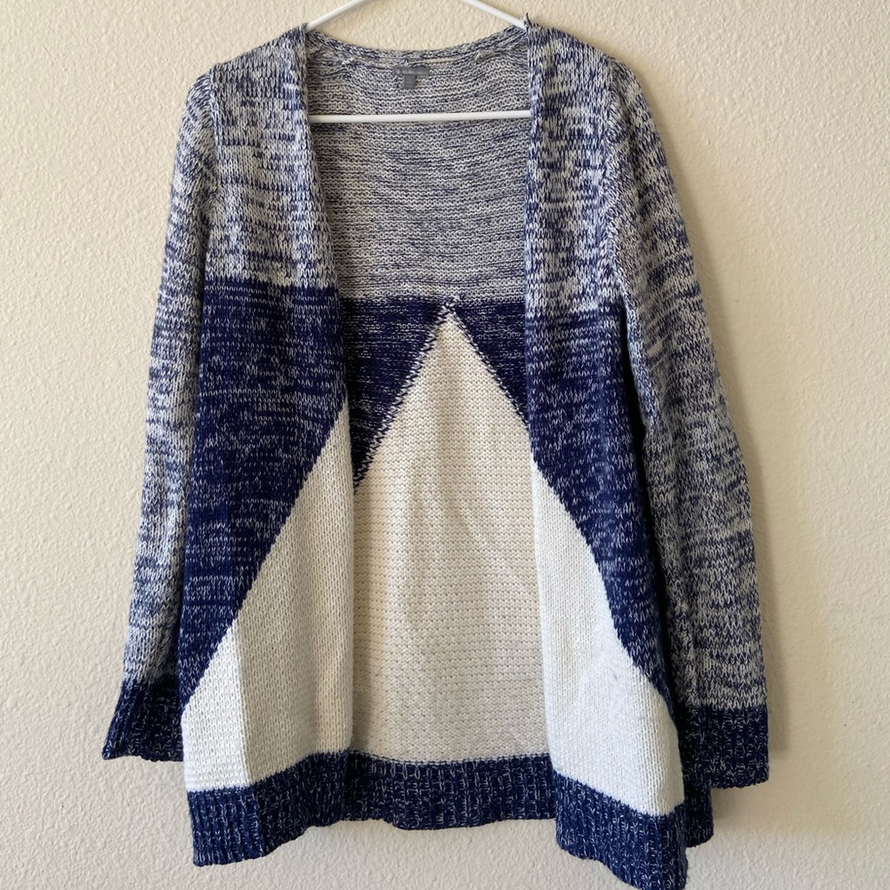 Blue color block cardigan